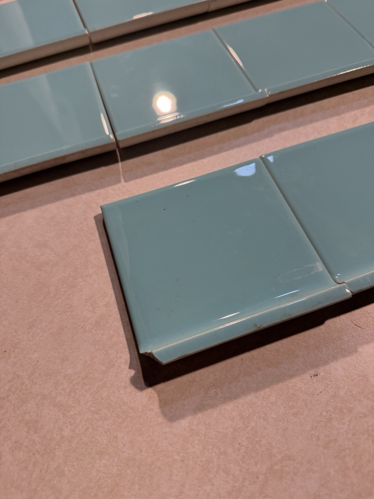 30 Vintage Pomona Ceramic Blue Base Tiles Bathroom Kitchen Mid Century Modern