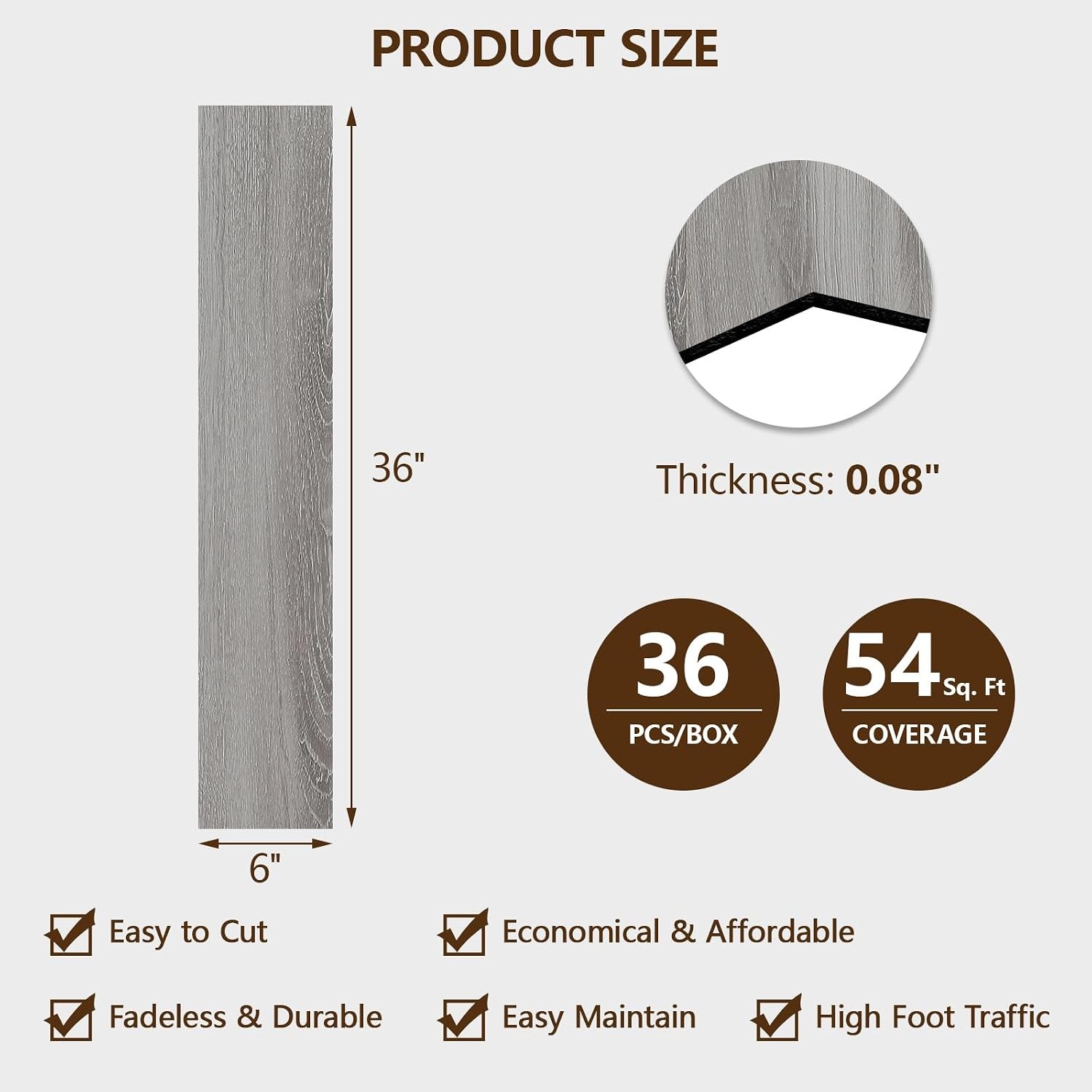 Peel and Stick Vinyl Plank Flooring 36-Pack 54 Sq Ft Maple