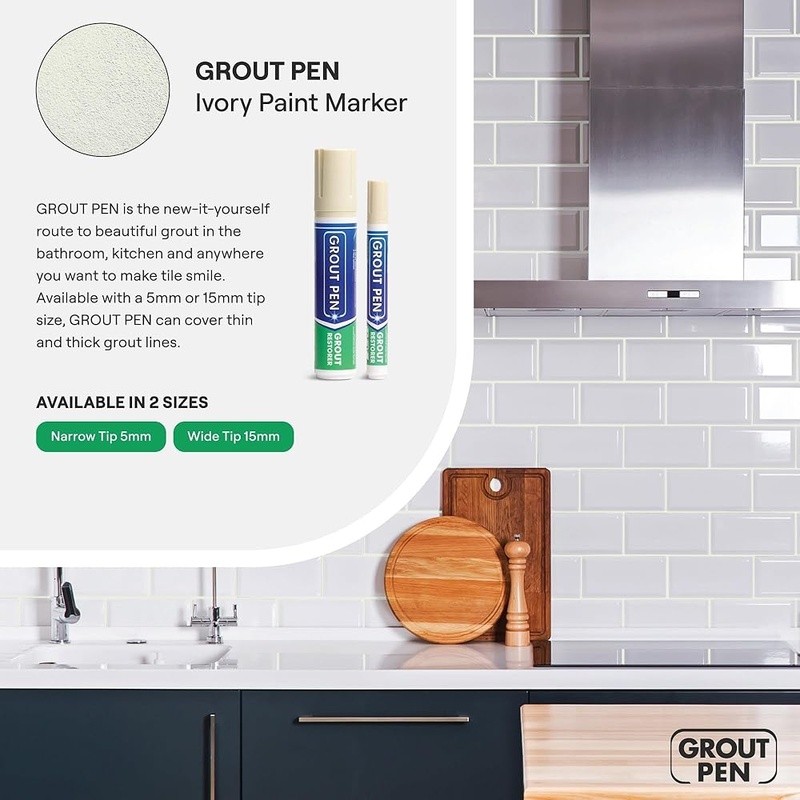 Grout Pen Paint Non-Toxic Recolor Grout Ideal Bathroom Kitchen DIY Grout Repair