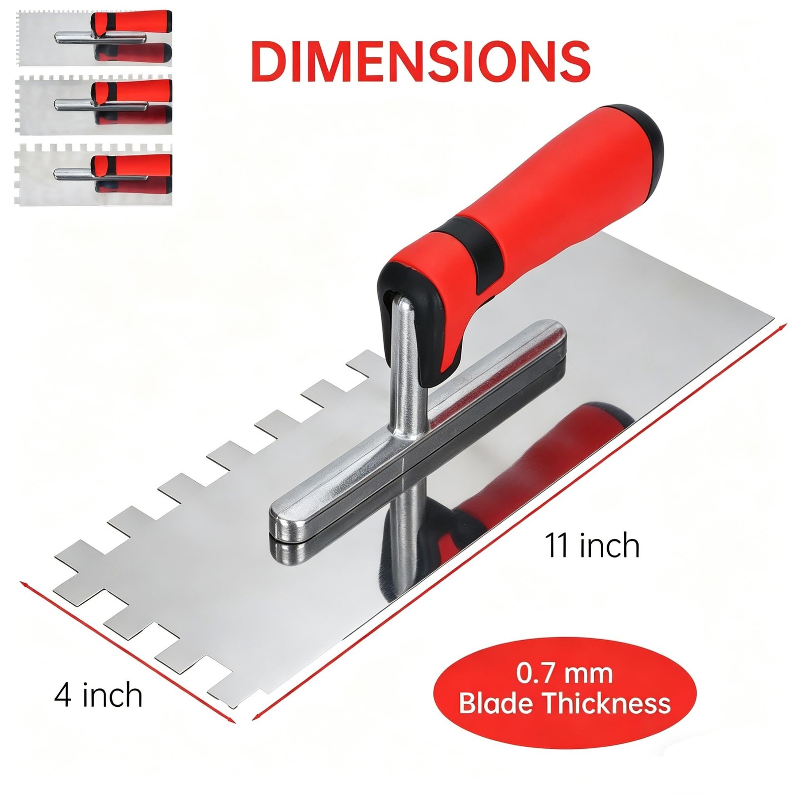 Square Notched Tile Trowel Set, with Rubber Grout Float,Grout Sponge and Work…
