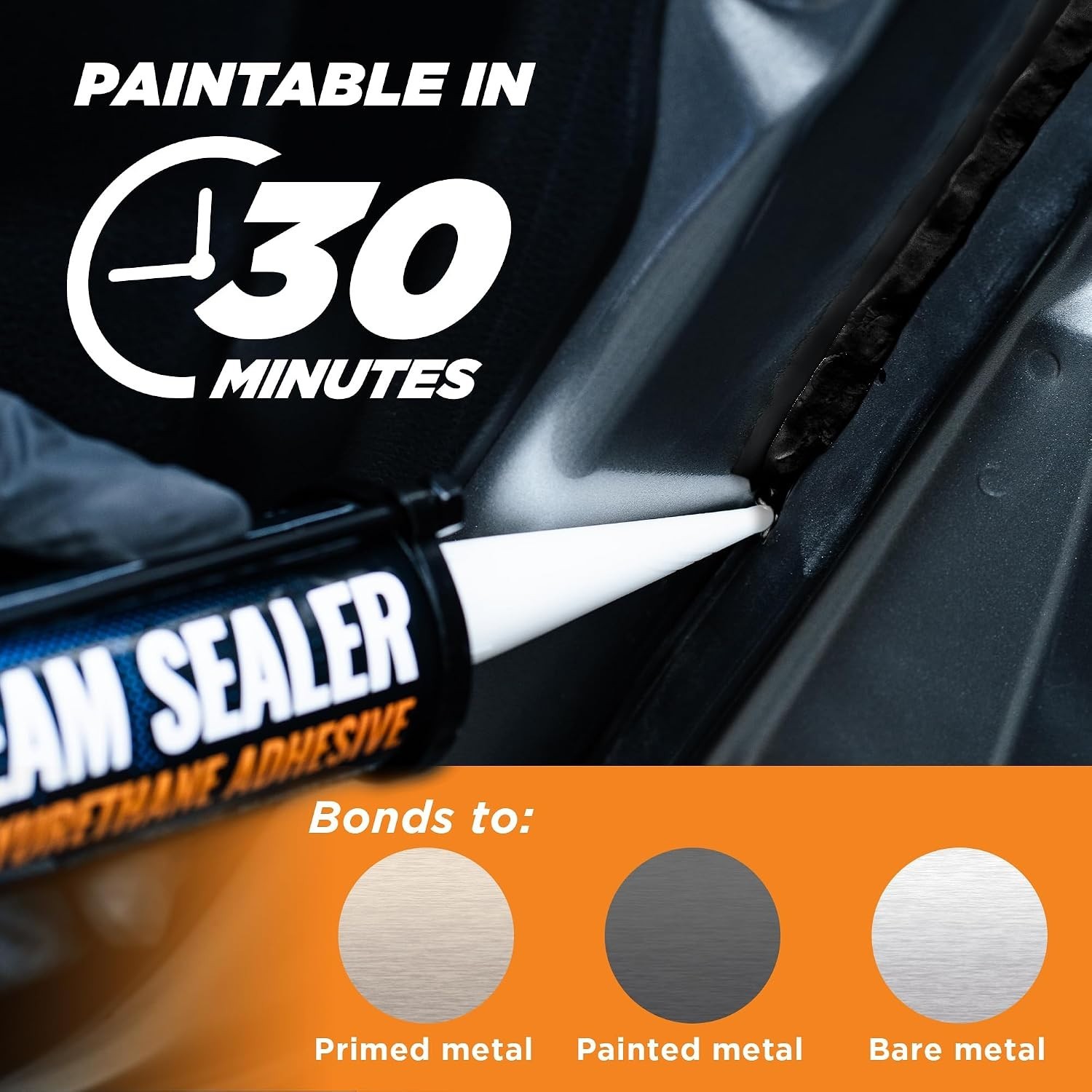 Black] 2 Pack Professional Automotive Seam Sealer, Paintable Quick-Set Polyur…