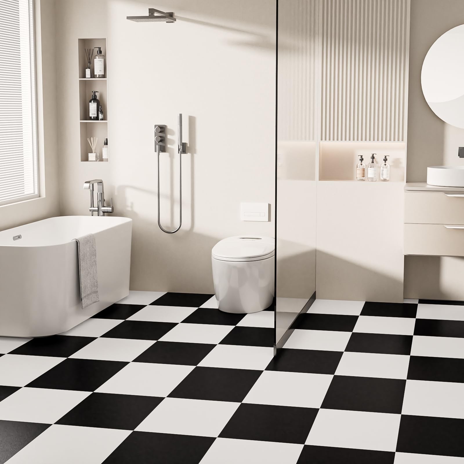 Durteljana Peel and Stick Floor Tiles Vinyl Flooring Roll 23″x 393″/64 Sq.Ft