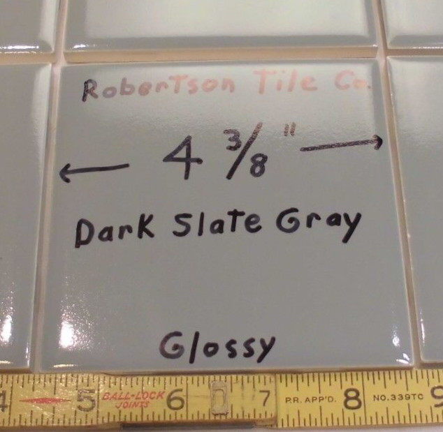 1 pc. Dark Slate Gray: 4-5/16″- 4-3/8″Glossy Ceramic Wall Tile by Robertson Co.