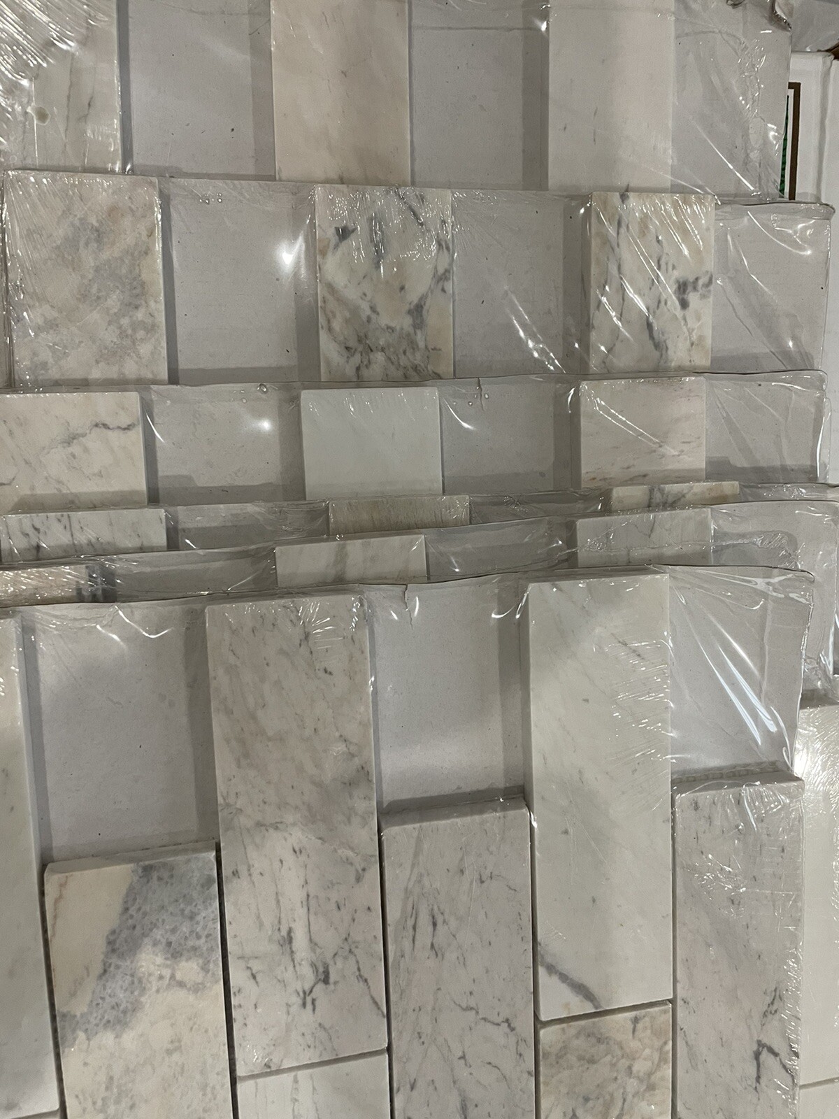 6x Angora Subway 11.81 in X 11.81 In. X 10 Mm Polished Marble Mosaic Tile 5.82SF