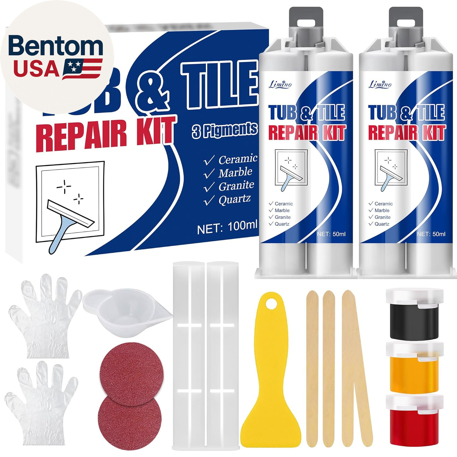 Tile Repair Kit – Porcelain Repair Kit for Repairing Scratches, Chips, Dents, Ho