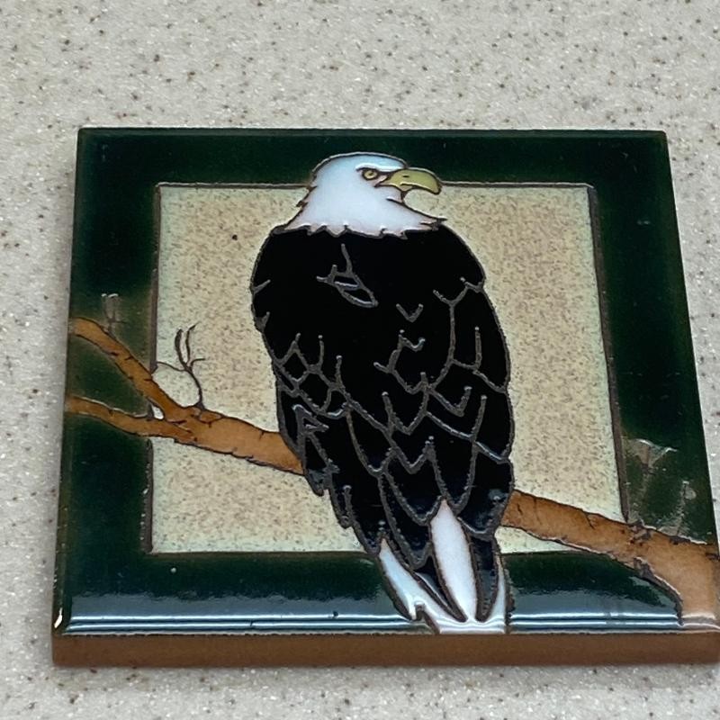 Forest Animals Wildlife Ceramic Tile Coasters Wolf Bald Eagle Deer Lot of 3