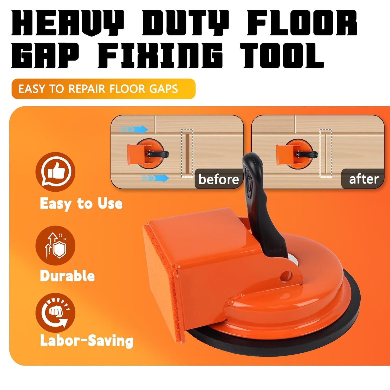 Floor Gap Fixer Tool with Suction Cup for Hardwood-Laminate and Vinyl Flooring