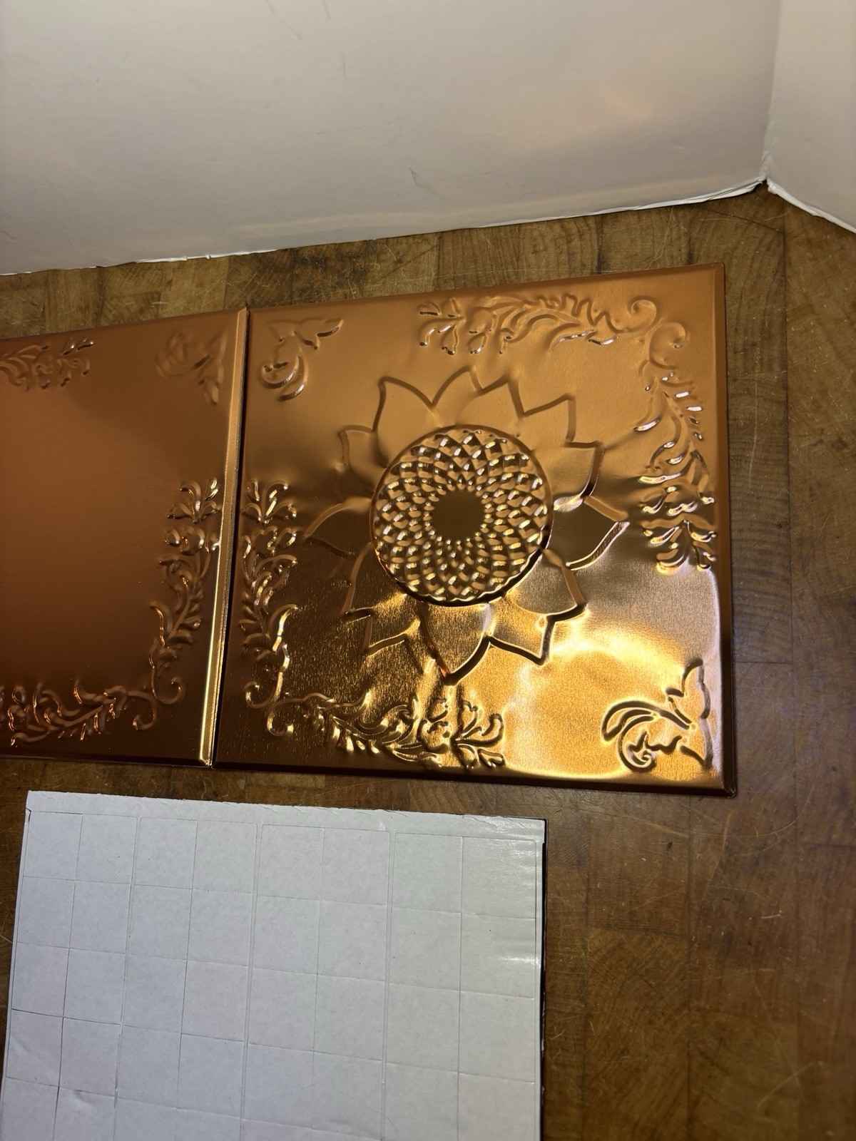 Backsplash Tiles Metallic Copper Embossed Sunflower 6”x6” – 16 Count READ!