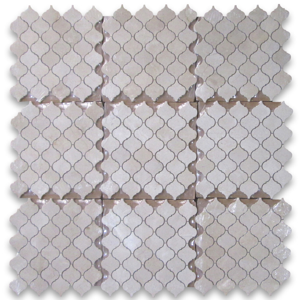 M892XP Crema Marfil Marble Medium Lantern Arabesque Mosaic Tile Polished
