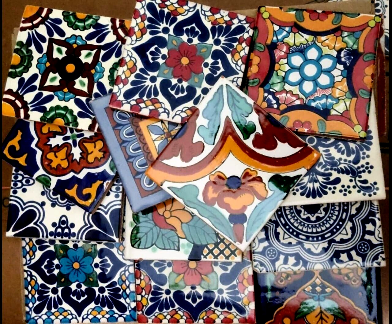 45 Defective Talavera Mexican Ceramic Seconds Tiles Mixed Designed #01