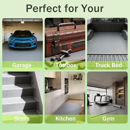 Gray 4x10FT Garage Floor Mat – 3.6mm Diamond Plate – Rubber – Extra Thick