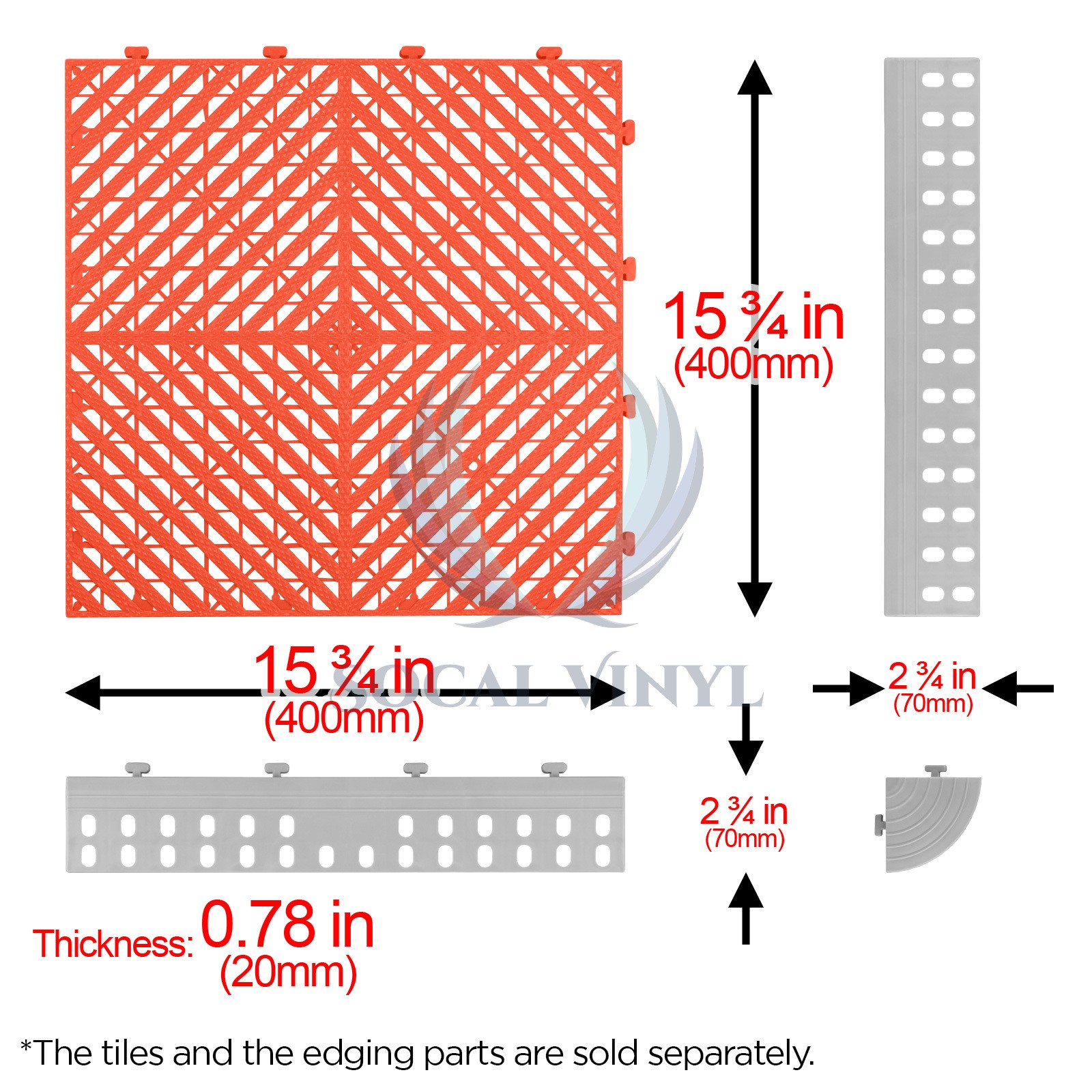 42pcs 16″x16″ Red Garage Floor Mat Perforated Flooring Tile Shop Interlocking