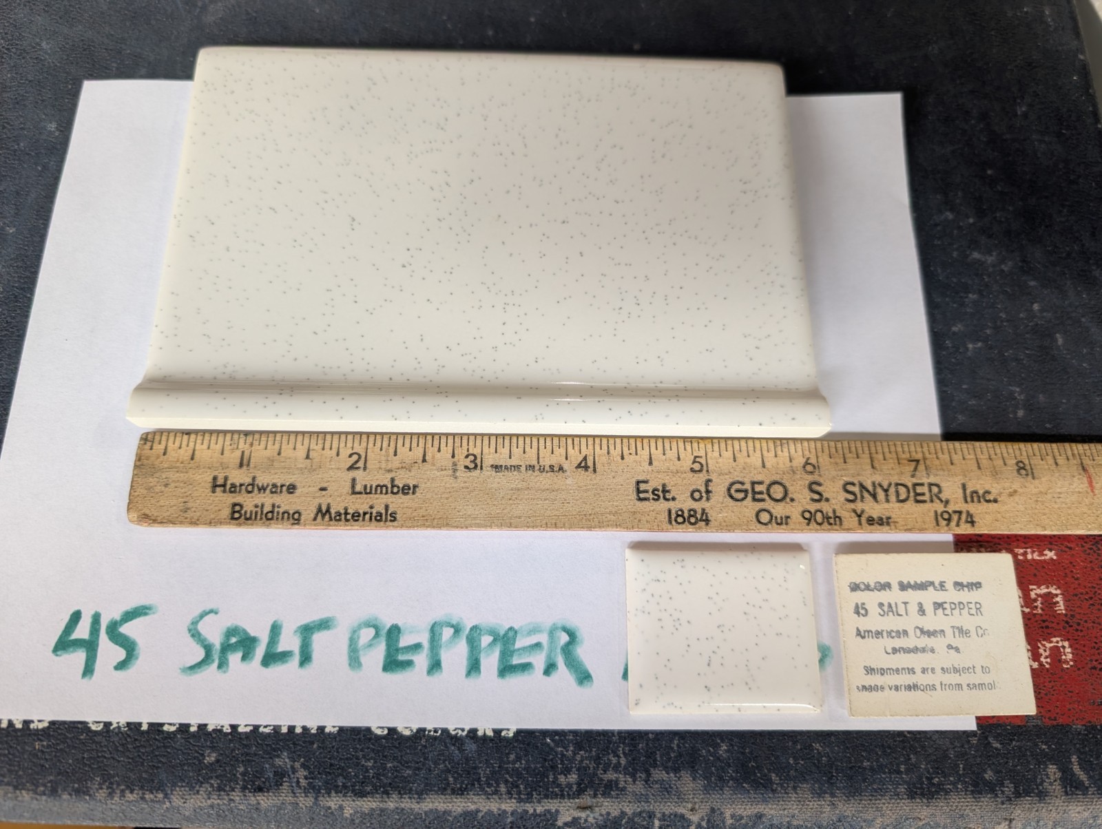 1 Pc American Olean Salt & Pepper #45 S3419T Ceramic Tile Cove base 4-1/4″ X 6″