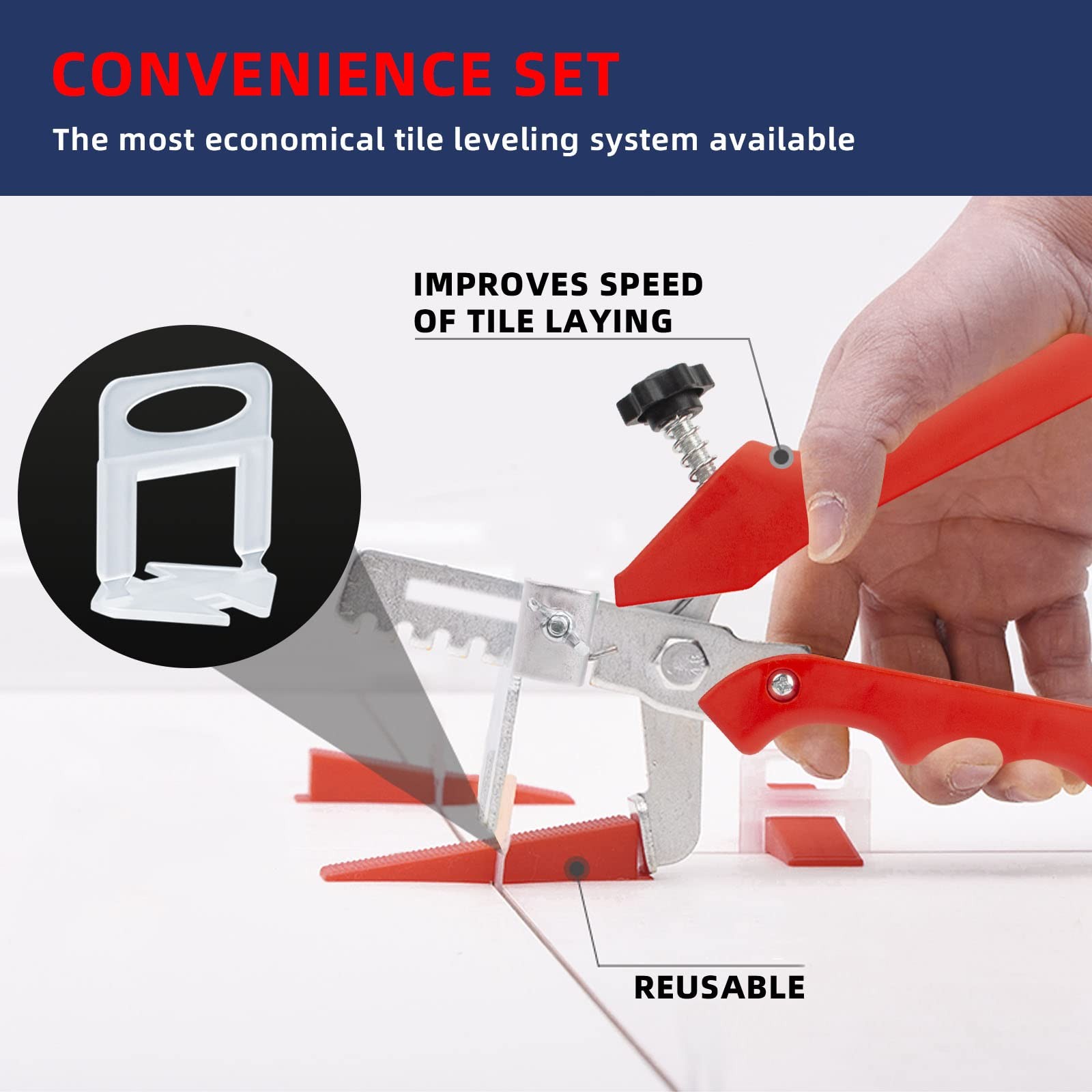 Tile Leveling System with Tile Plier, 1000-Piece Tile Spacers Clips and 200-P…