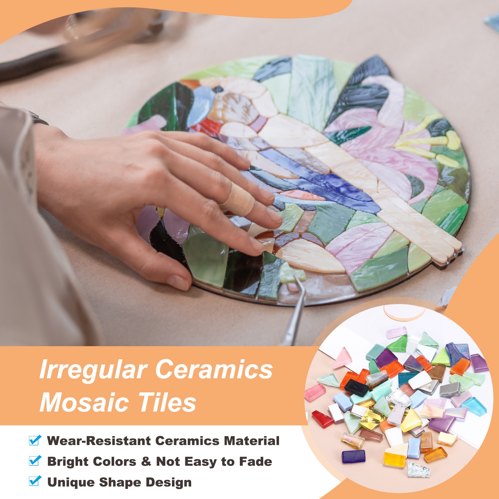 Irregular Glass Mosaic Tiles, 300G/0.7LB Stained Glass Sheets, Gold Series