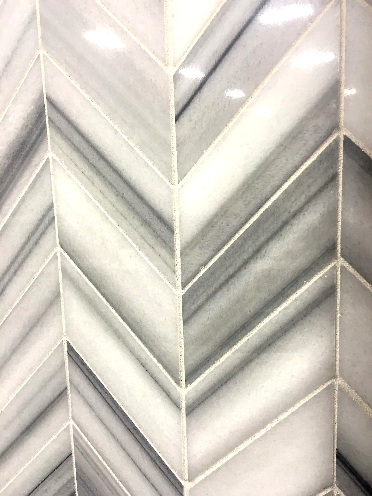 Gray Silver Chevron Marble 9X15 Mosaic Wall and Floor Tile Backsplash Bath
