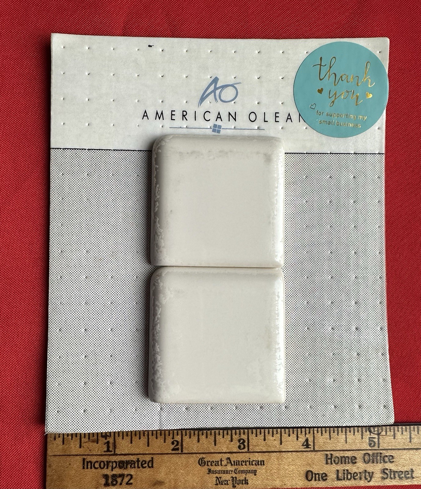 2 pcs. #SL11 Gloss Biscuit: 2″ X 2″ X 5/16″ Ceramic Flat Bullnose Corner Tiles