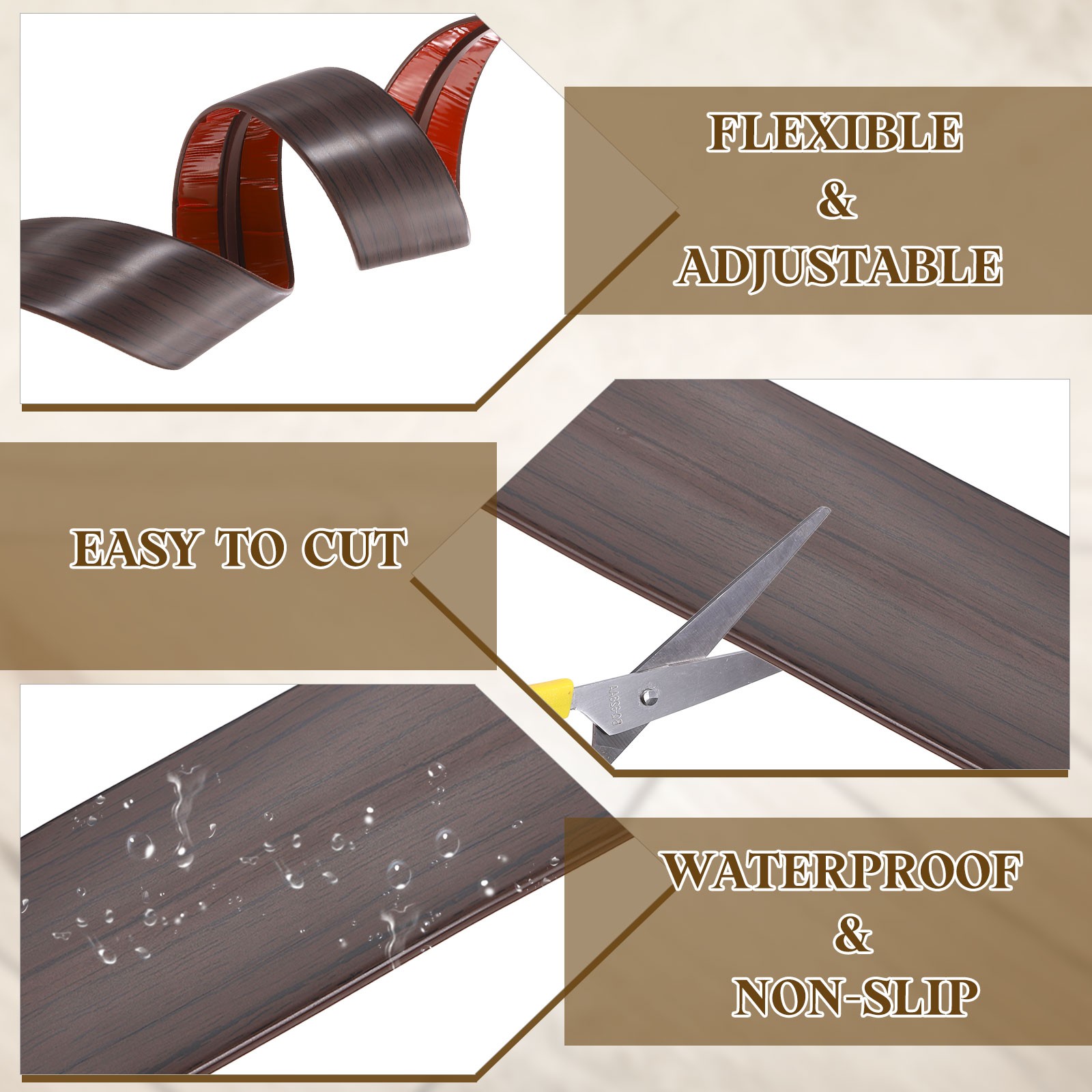 T-Molding Transition Strips 3.28 Ftx1.97″ Flooring Edging Trim Black Walnut]