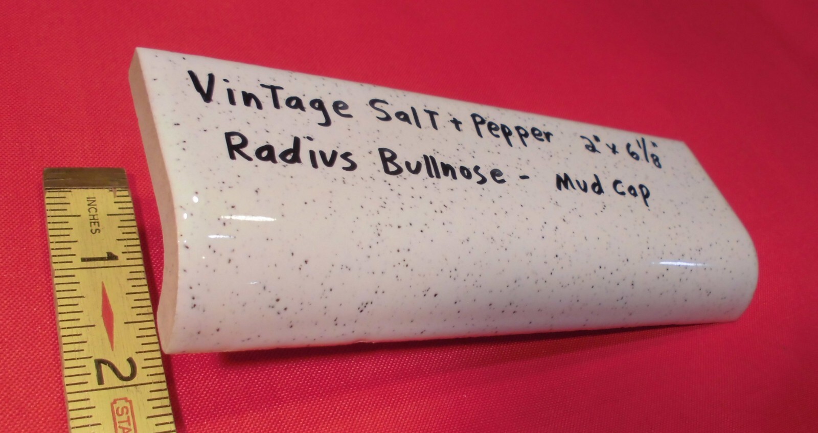 1 pc. Salt & Pepper Ceramic Bullnose Tile 2” X 6” American Olean, NEW STOCK