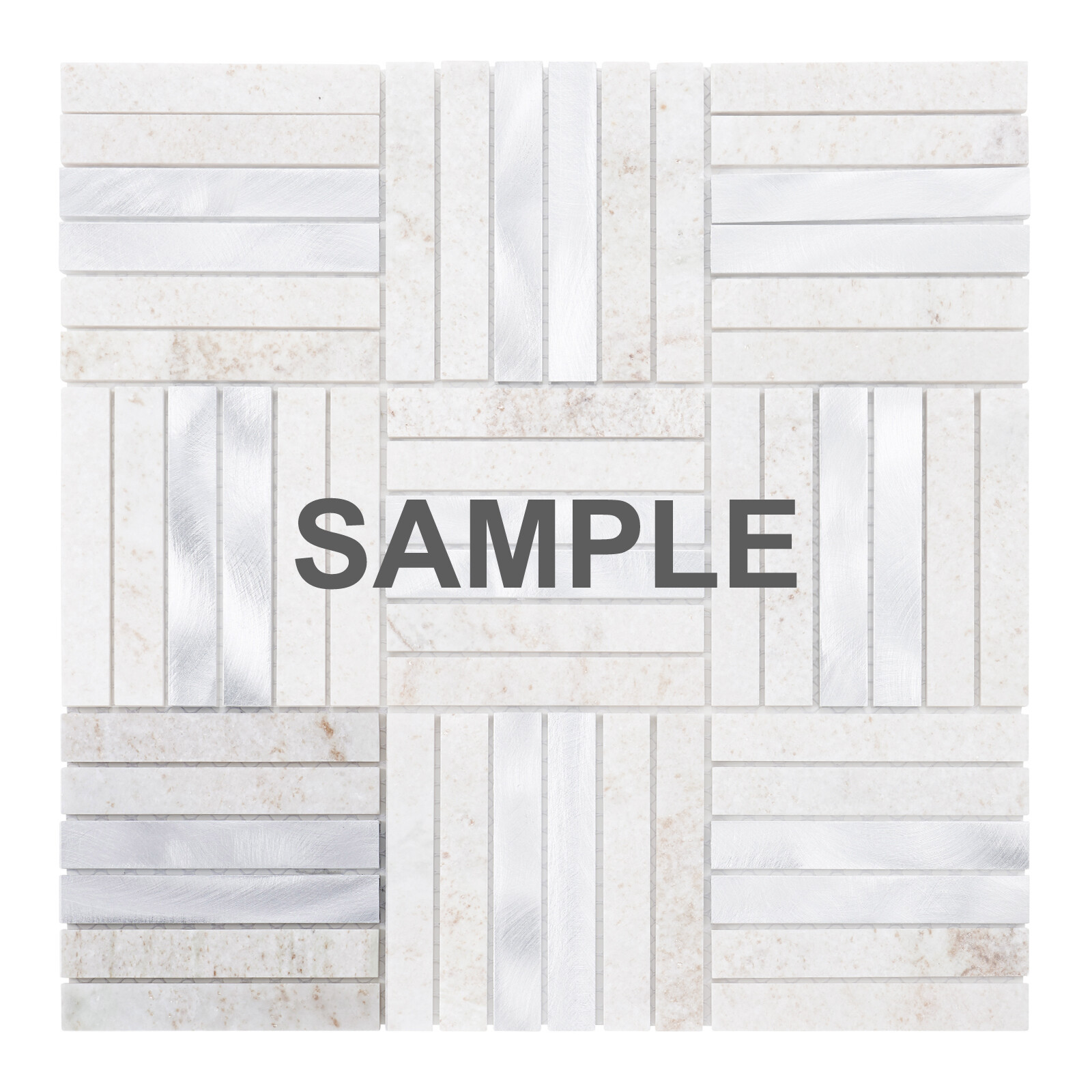 Gray Quartzite Marble Stone Aluminum Beige Parquet Mosaic Tile Wall Backsplash