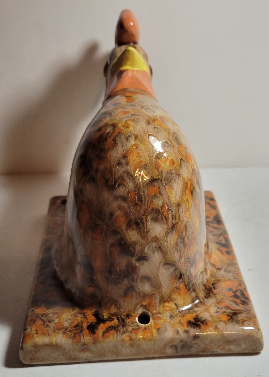 Unque Ceramic Wall Tile 3D Chicken- Rooster Head Glass Eyes Makers Mark dL