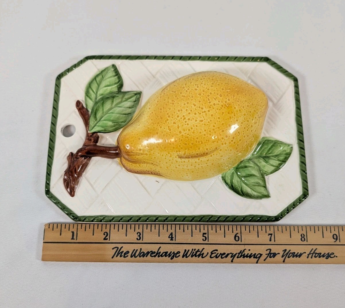 Raised Tile 6×8 Fruit Lemon & Pear Country Ceramic Kitchen – Shafford – Japan