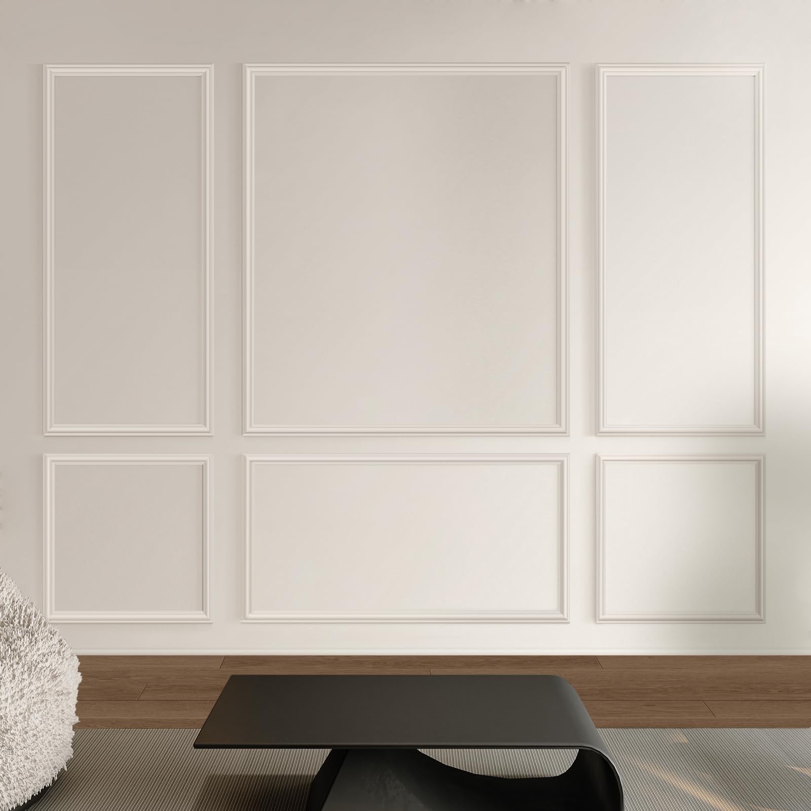 Wall Molding Kit Wainscoting Trim Self Adhesive Accent Panel Set of 6 Pcs