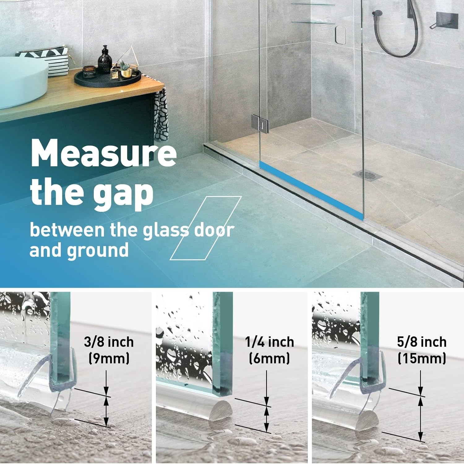 Shower Door Bottom Seal, 2 PCS 3/8″ x 36″ 2PCS Sweep-3/8, Clear
