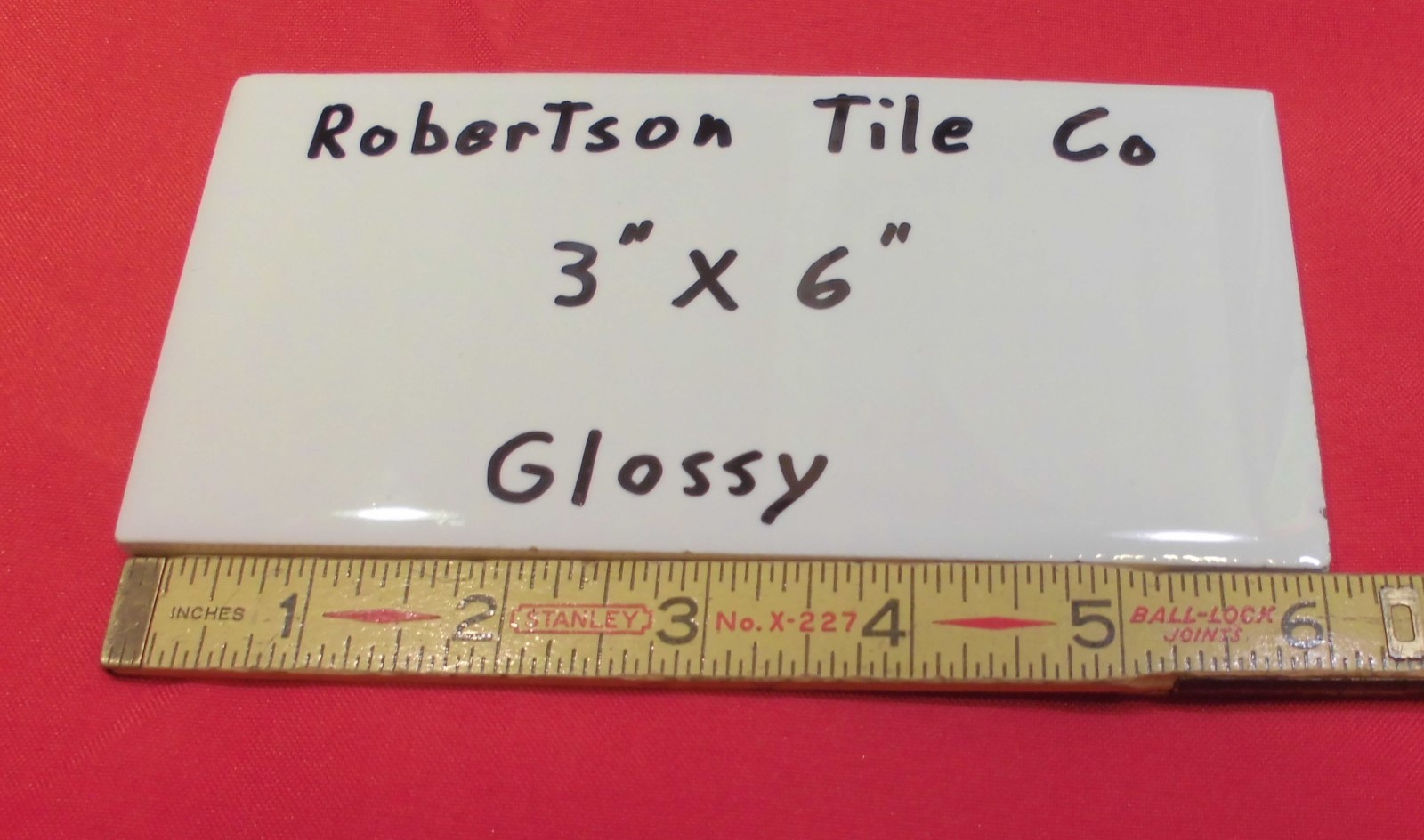 1 pc. Vintage *White* Subway Glossy Ceramic Tile 3″ X 6-1/16″ Robertson Co. NOS