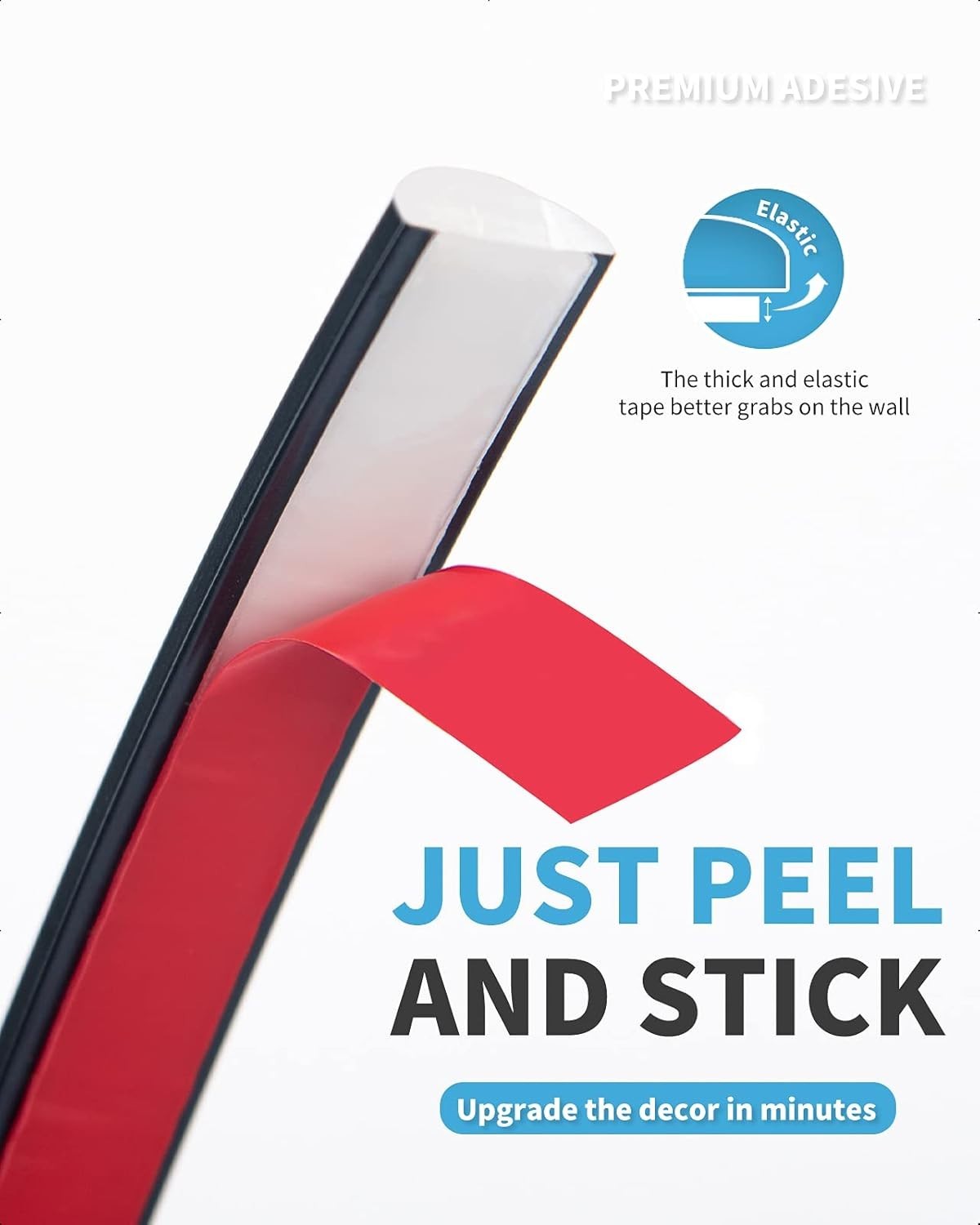 10 Ft Peel and Stick Trim for Backsplash Tile Edge, Self-Adhesive Liner for C…