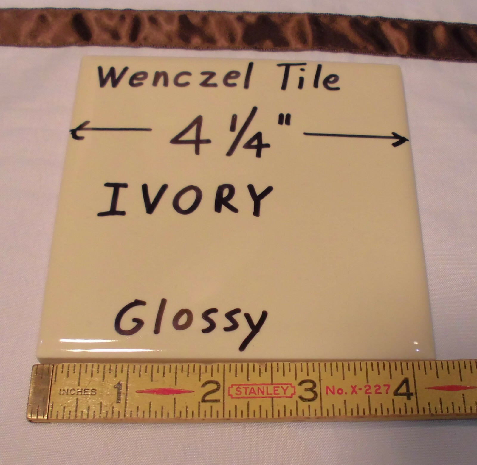 1 pc. *Ivory* 4-1/4″ Glossy Ceramic Tile by Wenczel Co. NOS Criteria 1940’s