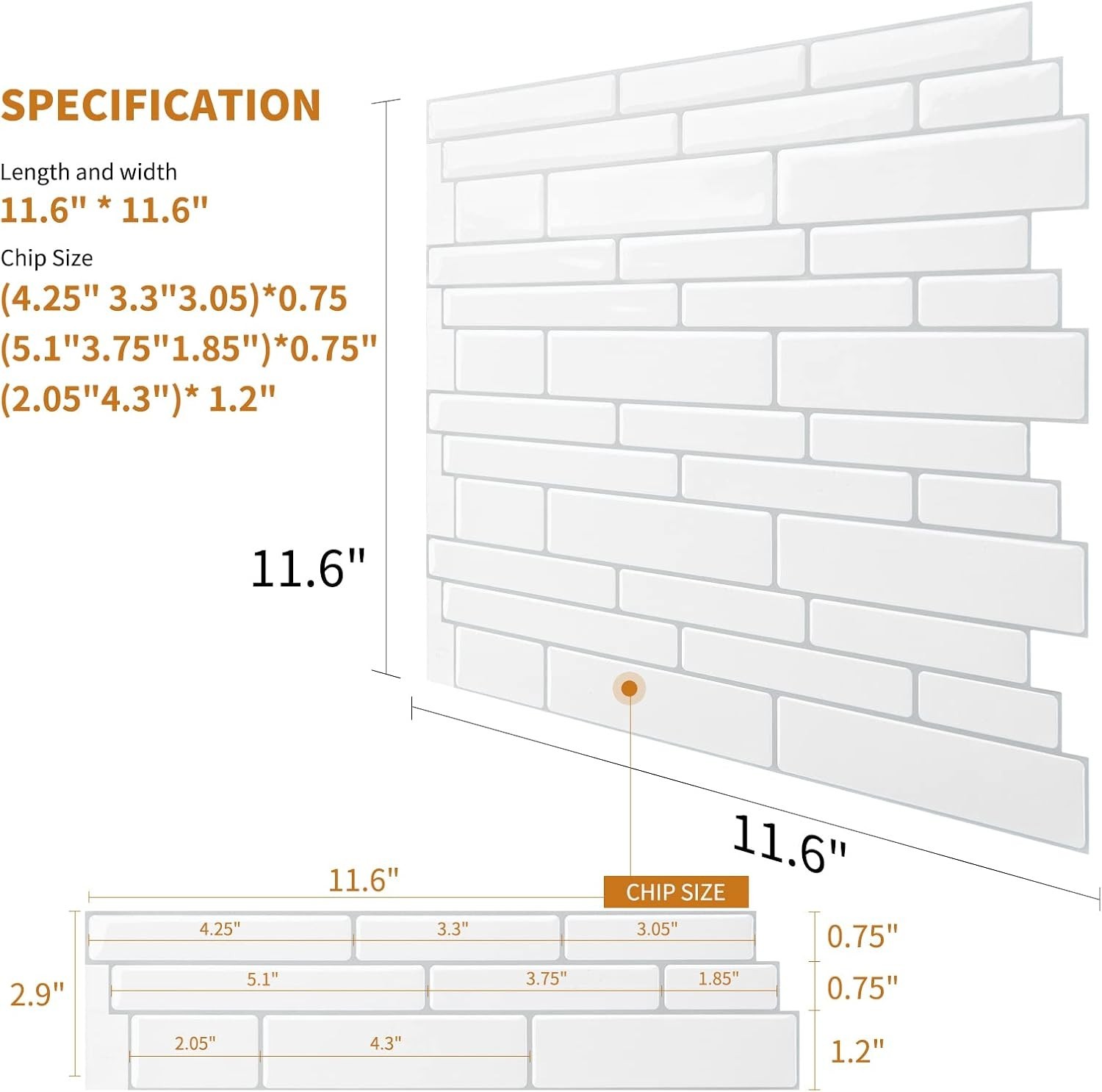White Marble-Like Backsplash Peel and Stick 12x12in Heavy-Duty (Pack of 10)