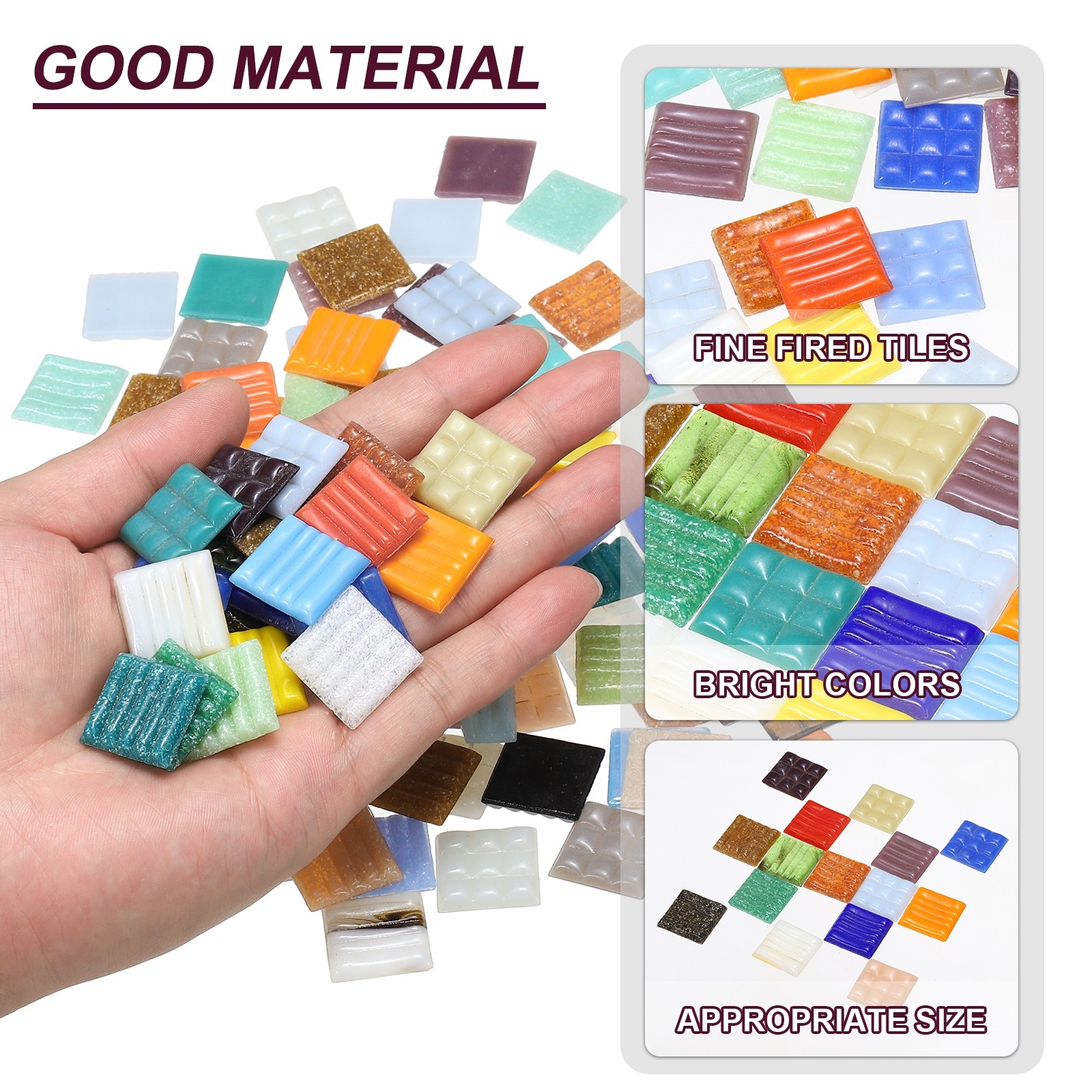 1.1LB Quartz Mosaic Tiles for Crafts Bulk, 3/4″ Square Mosaic, Mix Green