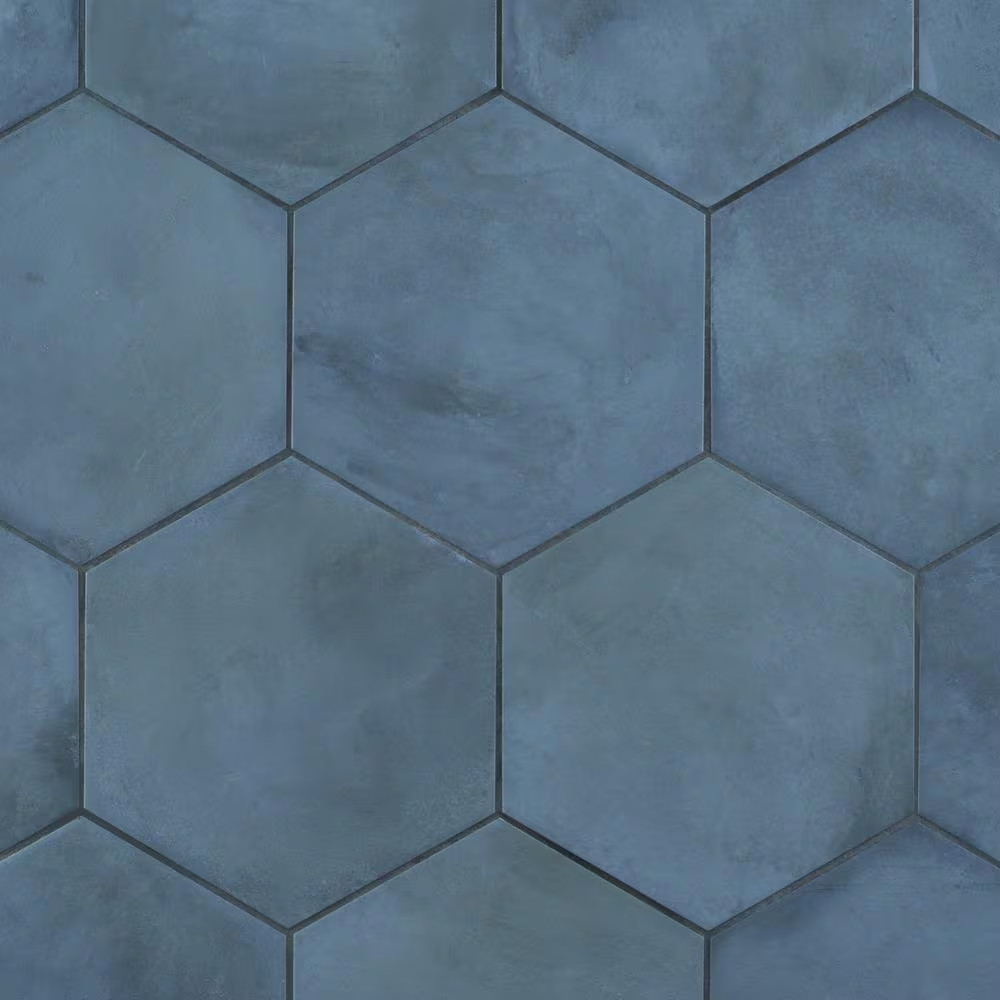 Dash Blue Ocean 8.5 In. X 9.84 In. Matte Hexagon Porcelain Floor and Wall Tile (