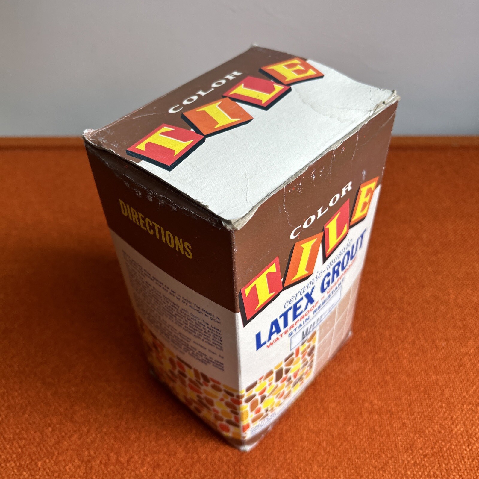 Vintage 1970s Packaging Tile Ceramic Latex Grout Original Box ‘White’ Movie Prop