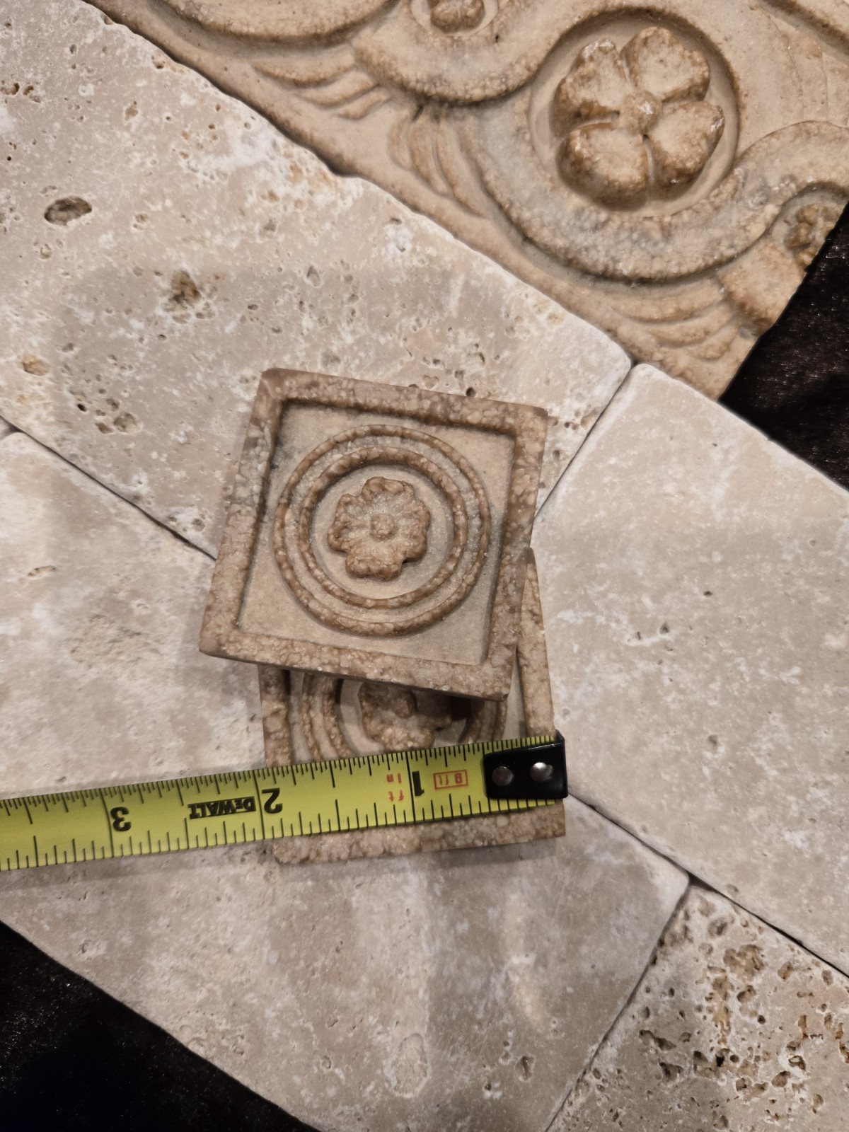 Italian tile border Looks Like Travertine Ivory Chiaro Tumbled Stone Marble Look