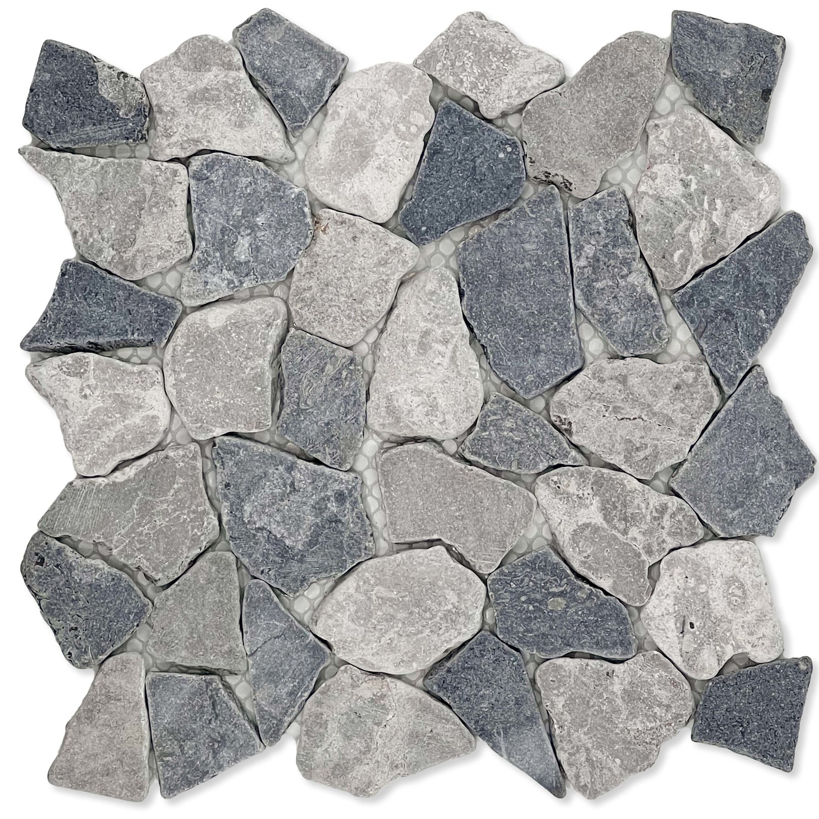 Cruz Bay Studio XR3 Fit Mosaic – 11″ x 11″ Pebble and Rock Floor – Grey Blend