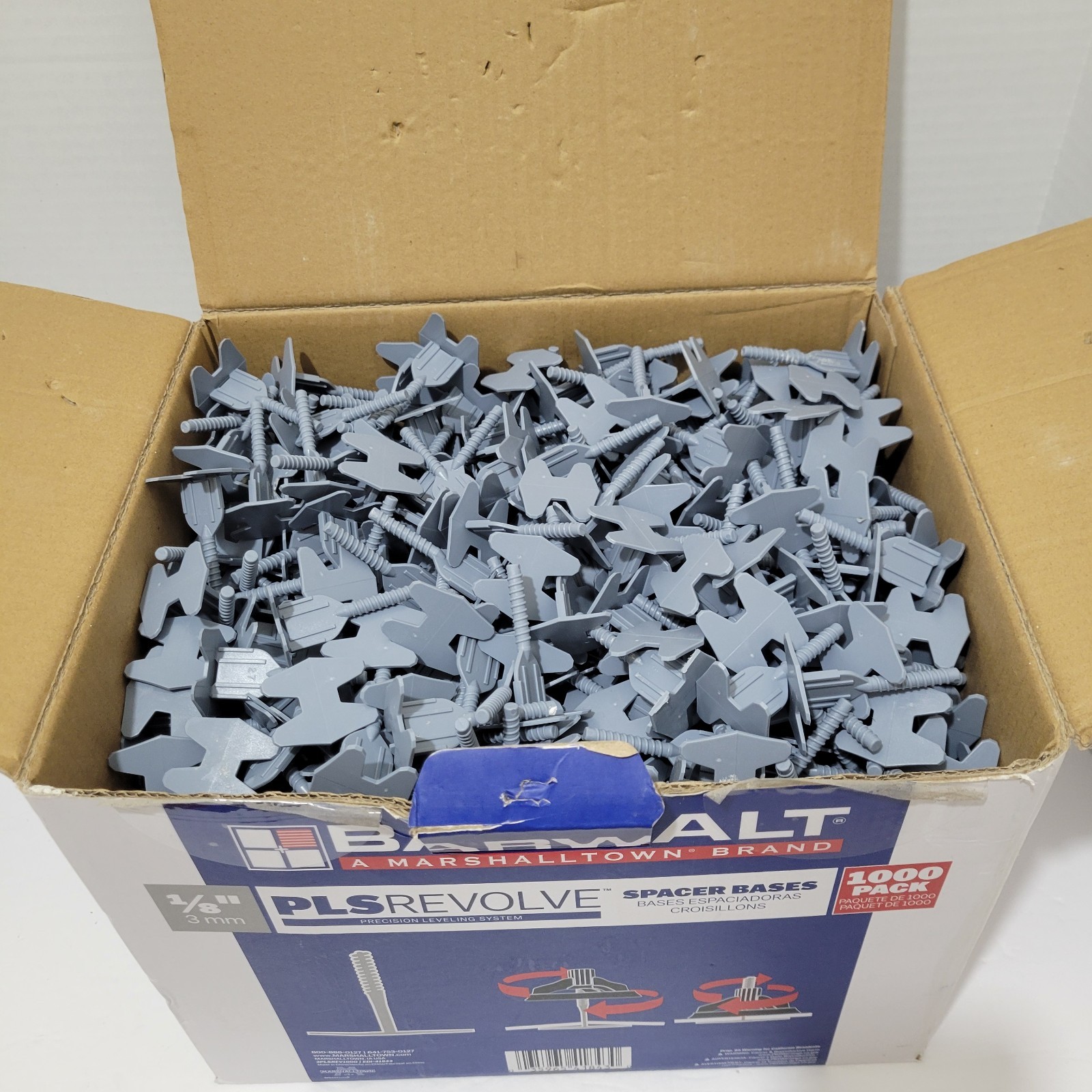 1/8″ Tile Spacer Bases, Nearly Complete 1000-Pack, BARWALT 1/8 inch (3mm)
