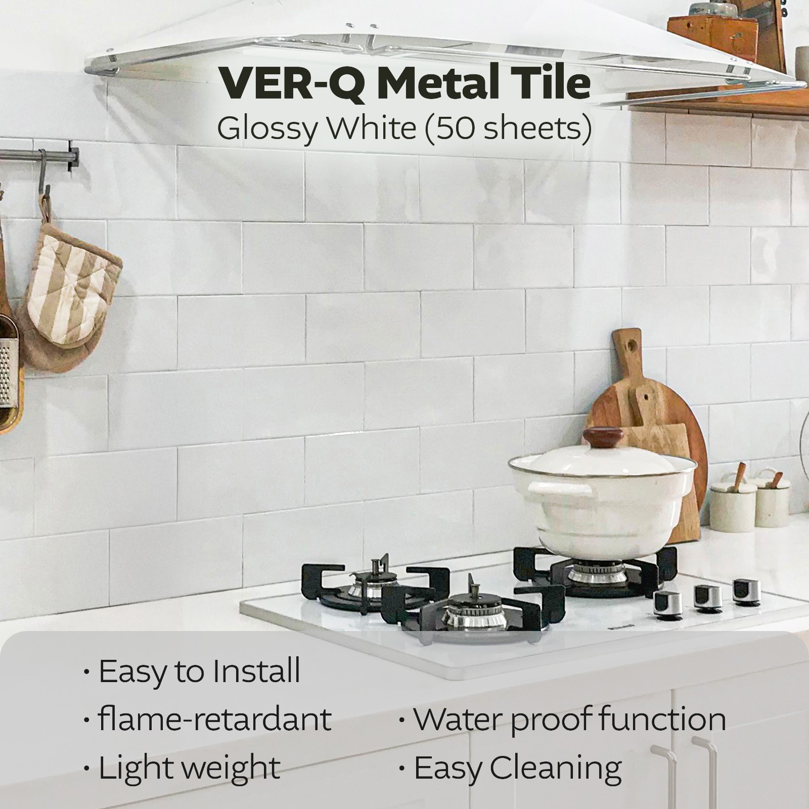 VER-Q Metal Tile Glossy White (50 sheets)- 2 Colors