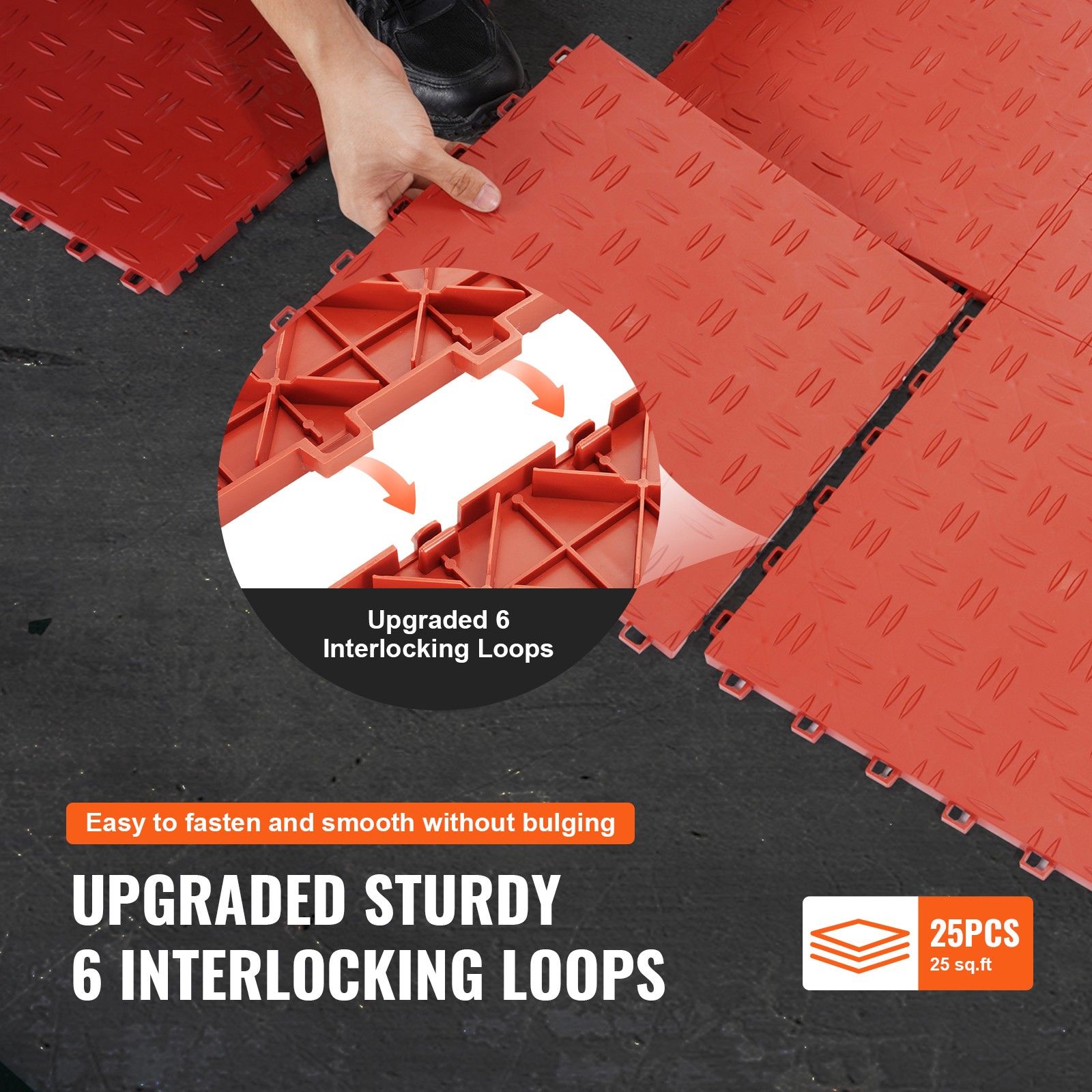 Uimoso Interlocking Garage Floor Tiles 12×12 in, 25 Pack, Red