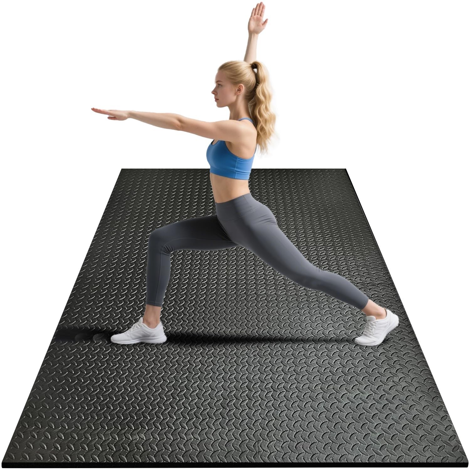 4x6ft Gym Floor Mat 10mm Thick – Large TPE/NPE Foam Workout Mat for Home Gym,…