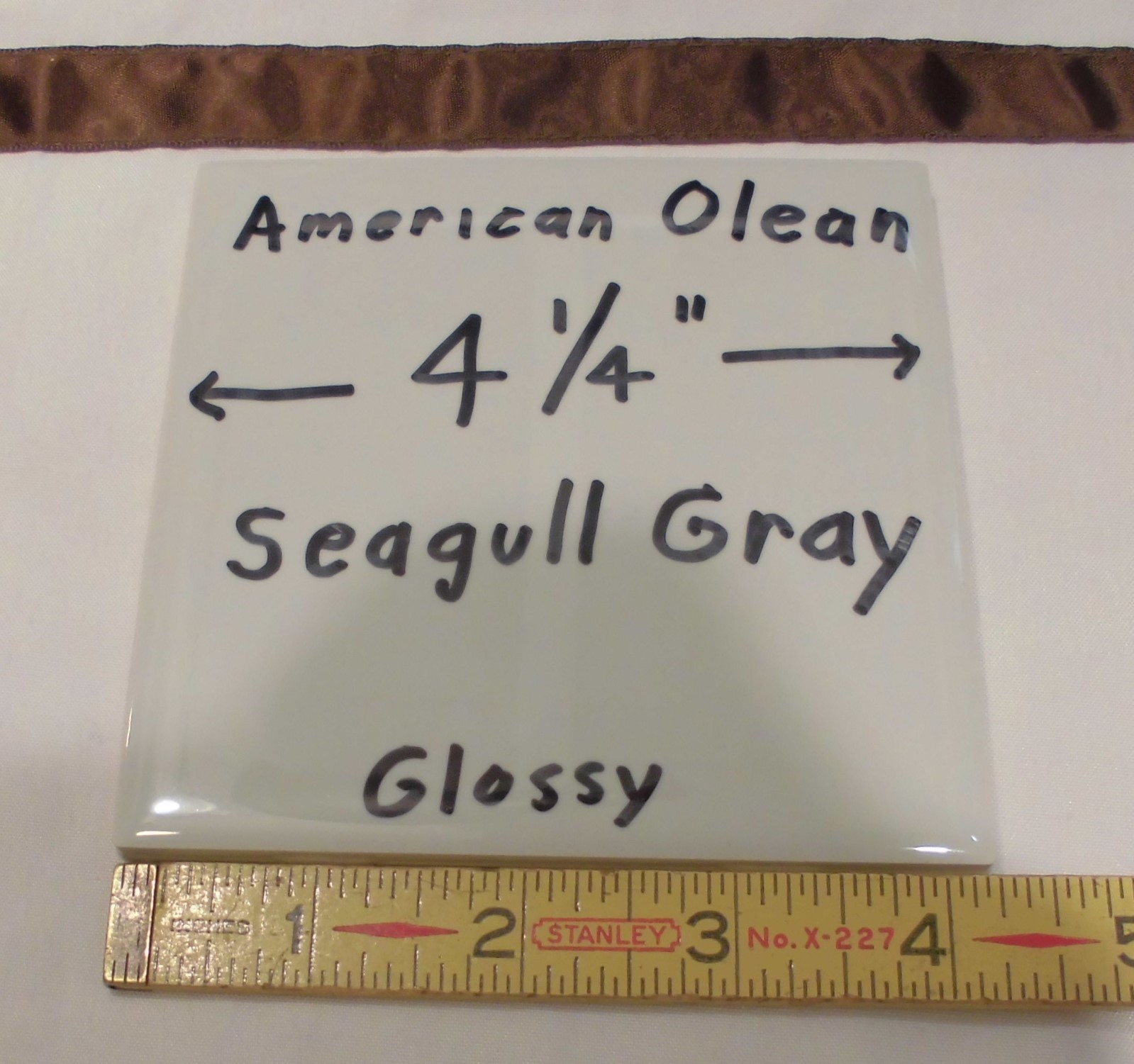 9 pcs. Ceramic Tiles…Glossy *Seagull Gray* #43 by American Olean…4-1/4″ New