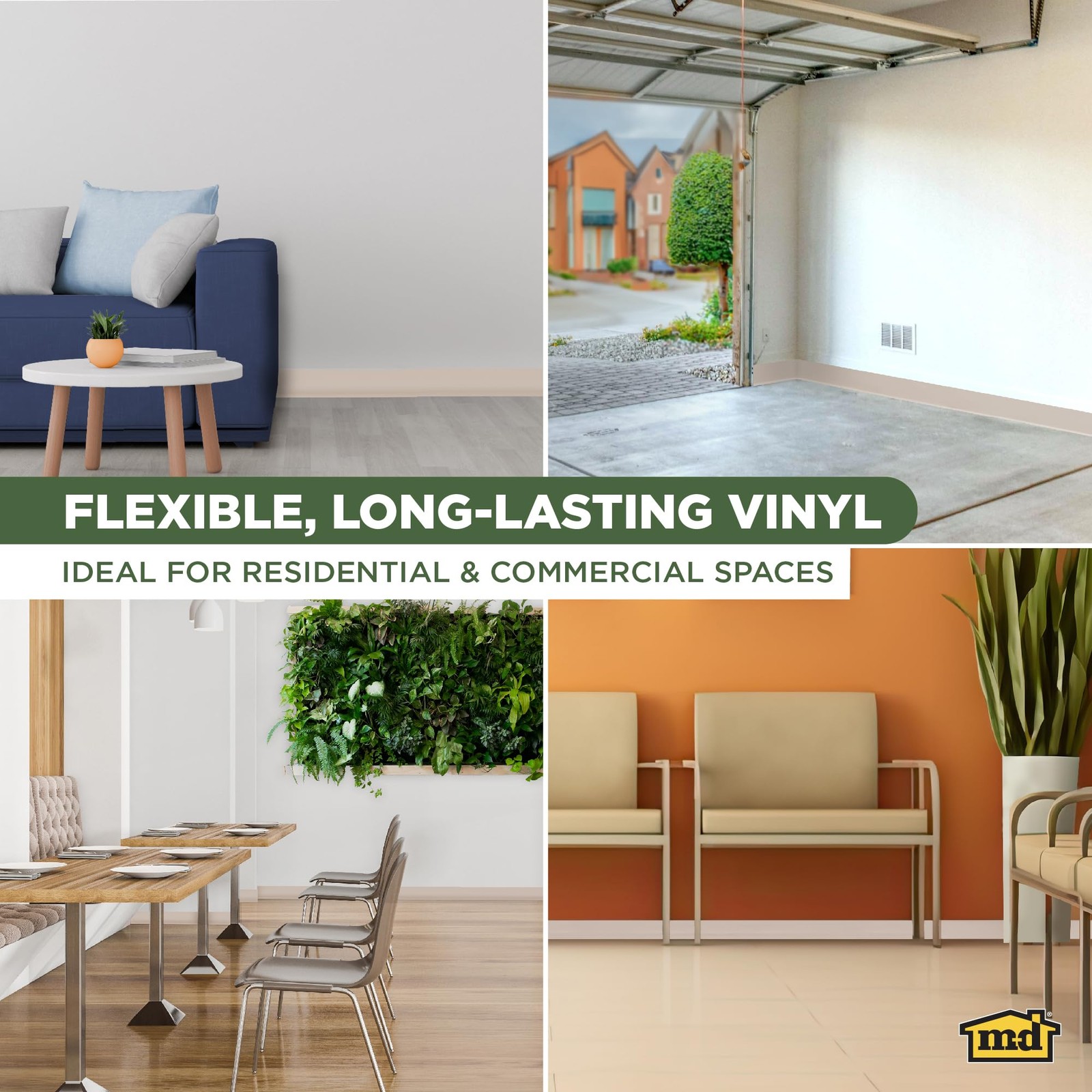 M-D Building Products 4-Inch x 120-Feet Dry Back Vinyl Wall Base, Flexible Dry