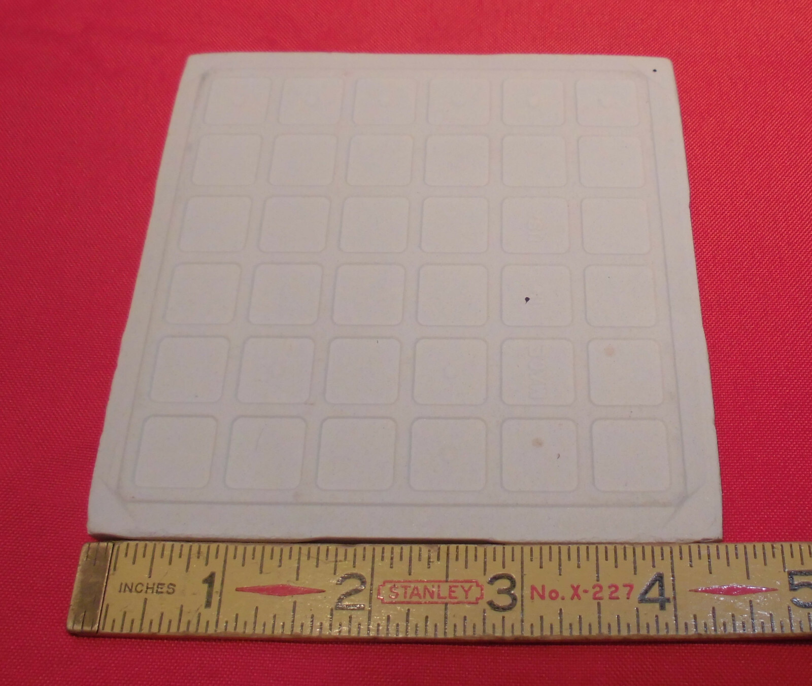 1 pc. *Bone* Ceramic Tiles 4-3/8″ Crystal Glazed by Florida Tile Co. (NOS) USA