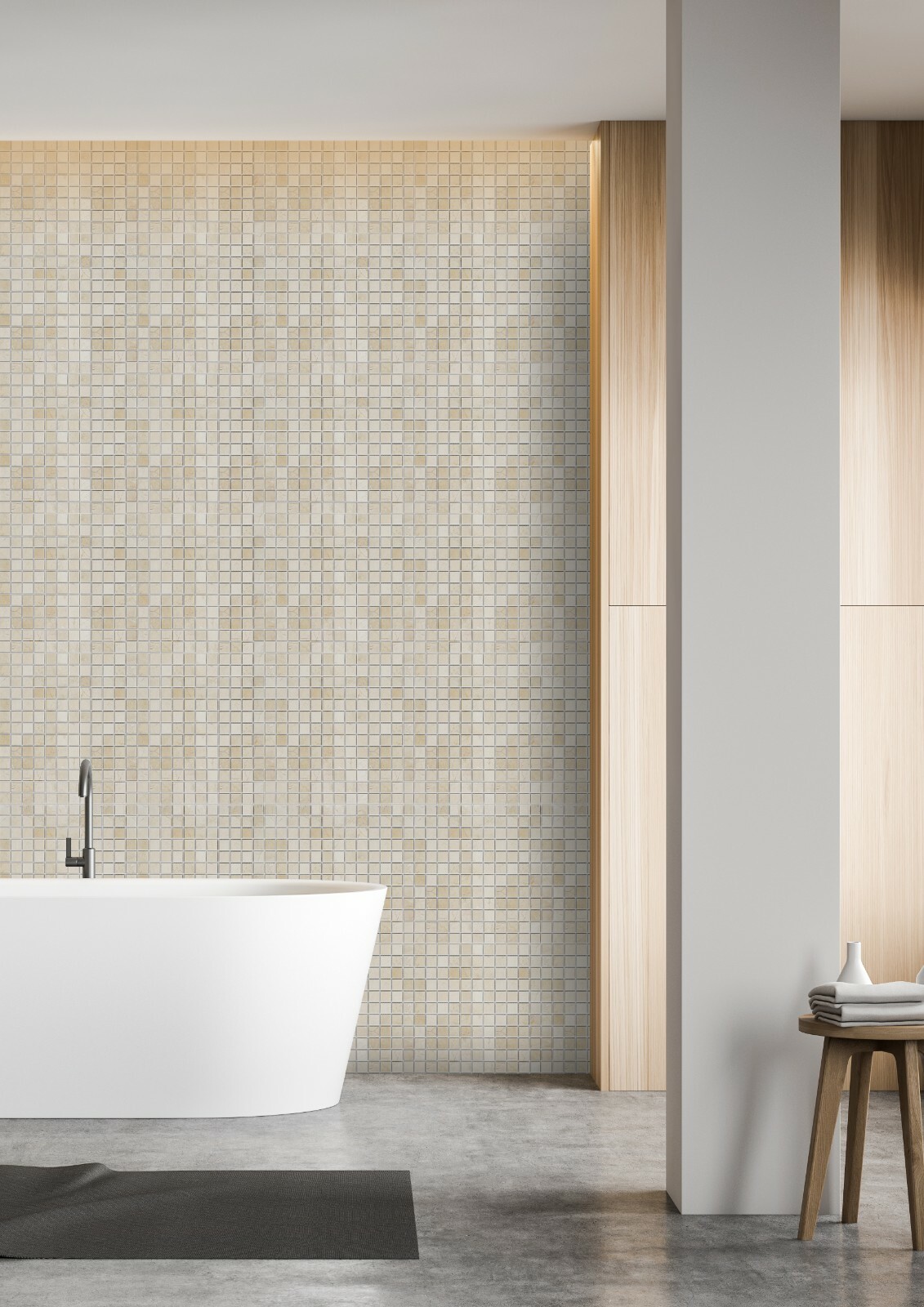 Simple Tile – Marble Mosaic Tile Kitchen Backsplash, 1″X1″ Square – Crema Marfil