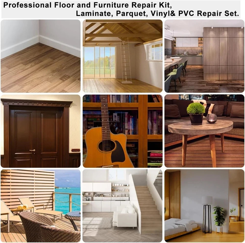 Laminate Vinyl Floor Repair Kit with Heat Pen, 11 Colors Hardwood Floor Wax W…