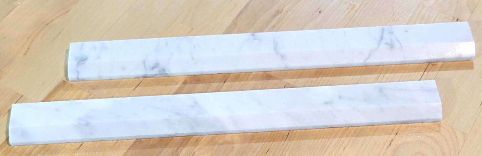 10 PCS – MARBLE PENCIL TRIM LINER 12 X 1-1/4 X 3/8″ White / Gray Italian Marble