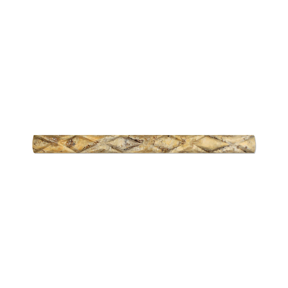 Scabos Travertine 1″ X 12″ Diamond Rope Liner Trim Molding, Honed