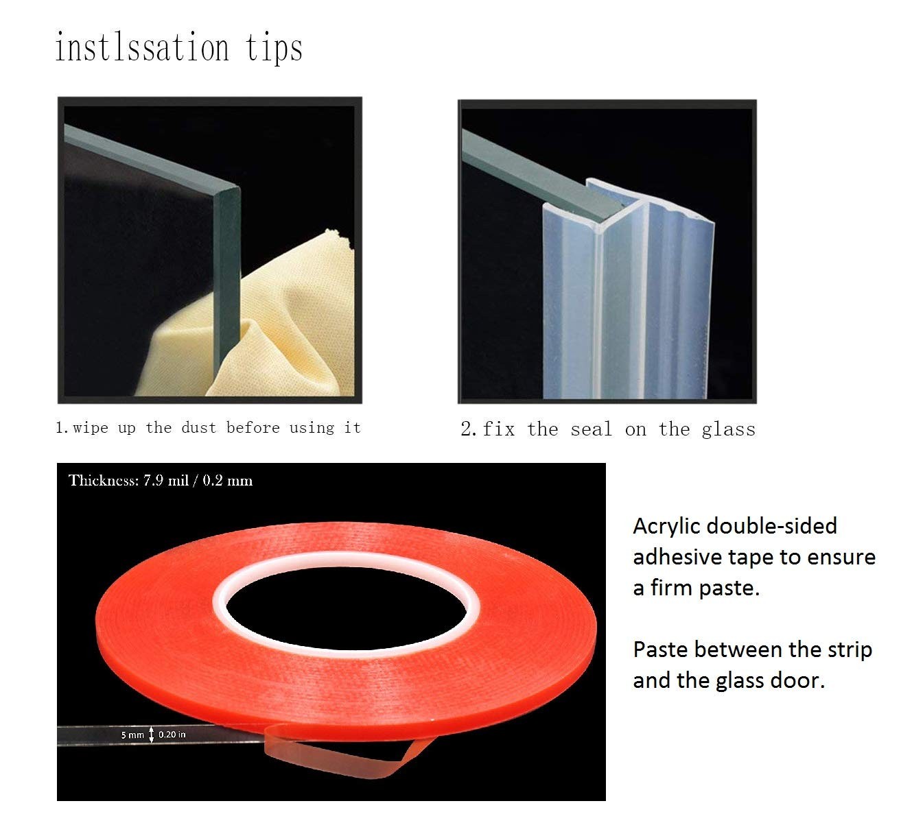 Zengest Shower Glass Door Seal Strip, 120 Inch Silicone Soft Transparent