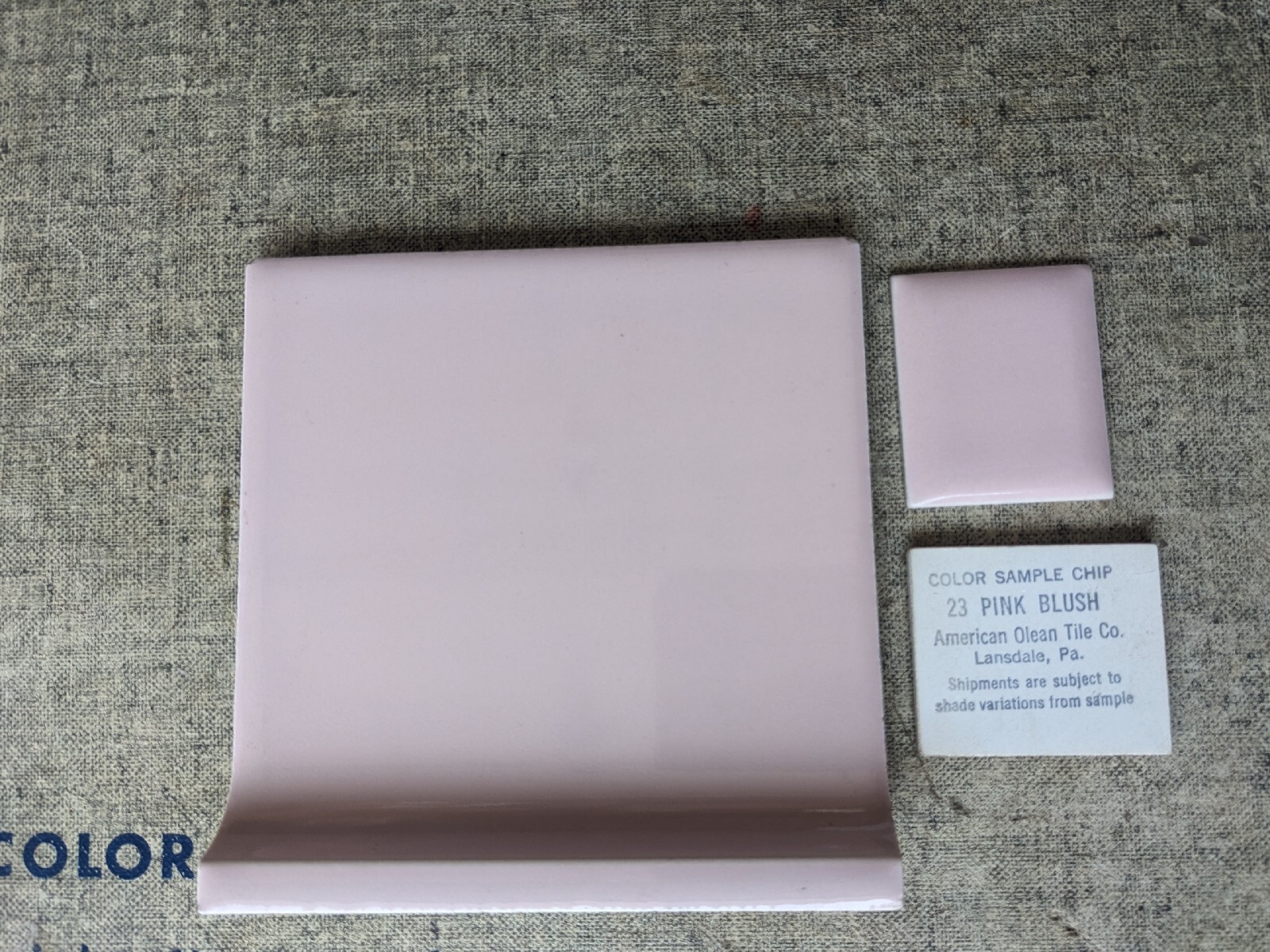 1 pc 4 1/4″ Ceramic Tile #23 Pink Blush American Olean Cove Base A3401
